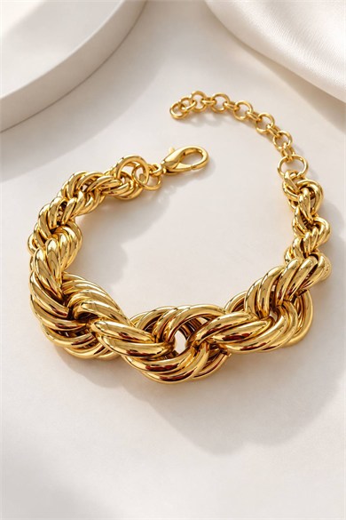 Altın Renk Burgu Çelik Bileklik