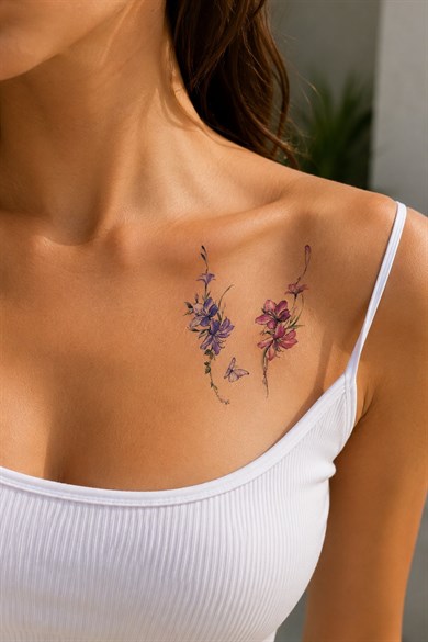 İkili Çiçek Mini Geçici Dövme Tattoo