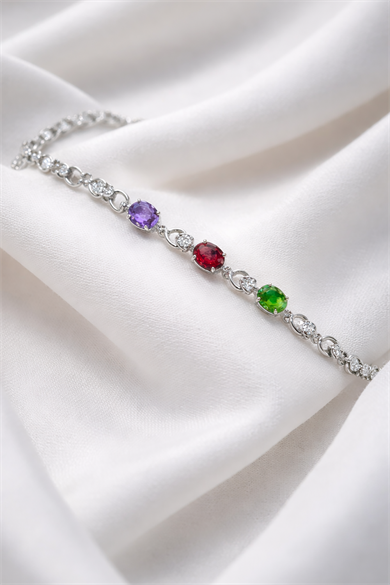 Gümüş Renk Taş Detaylı Xuping VİP Bileklik