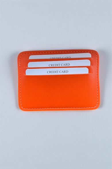 Turuncu Renk Deri Kadın Cüzdan/ Kartlık