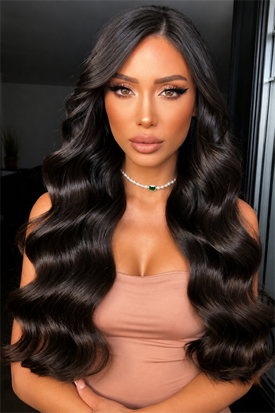 Isıya Dayanıklı Yarımay Çıt Çıt Saç - 4# - Çikolata Kahve - Dalgalı - 60 Cm - 110 Gr (Duygu)