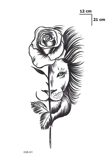 Aslan ve Gül Geçici Dövme Tattoo