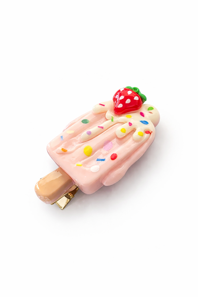 Pembe Renk Dondurma Figürlü Yan Toka