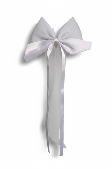 Beyaz Renk Kurdele Detaylı Pens Toka