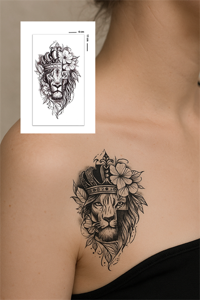 Geçici Aslan Figürlü Mini Dövme Tattoo