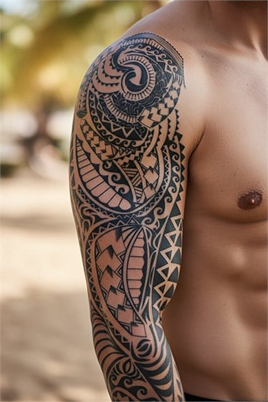 Maori Figürlü Sonradan Kararan Yarı Kalıcı Geçici Kol Dövme Tattoo