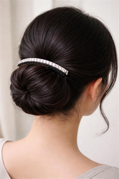 Siyah Renk Taşlı Tarak Toka