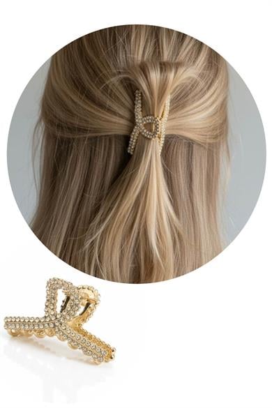 Altın Renk Taş Detaylı Mini Metal Mandal Toka