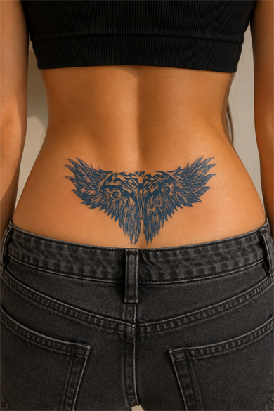 Kanat Figürlü Sonradan Kararan Yarı Kalıcı Geçici Dövme Tattoo