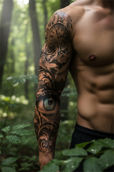 Geçici Saat Ve Göz Figürlü Dövme Tattoo