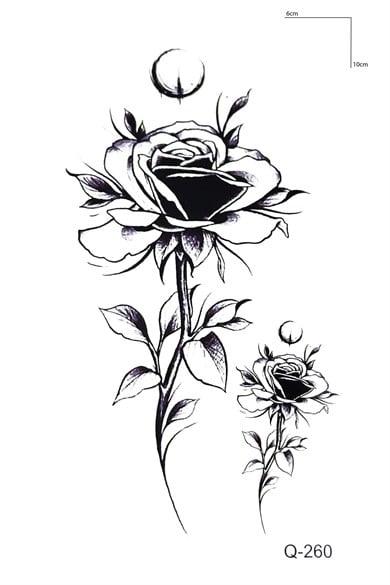 Siyah Gül Mini Geçici Dövme Tattoo