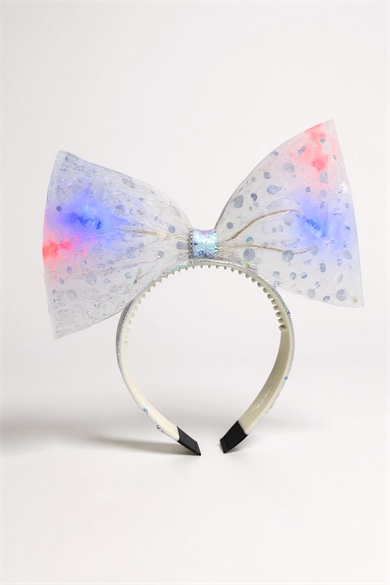 Beyaz Renk Pullu Kurdele Figürlü Işıklı Taç