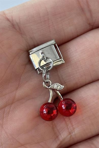 Gümüş Renk Kiraz Figürlü Çelik Nomination Charm (Tek)