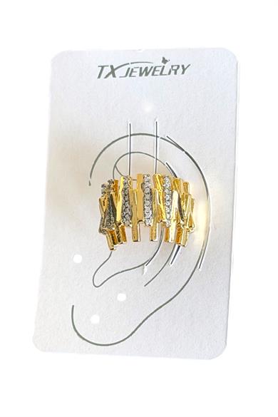 Altın Ve Gümüş Renk Taş Detaylı 14K Altın Kaplama TX Ear Cuff (Tek)