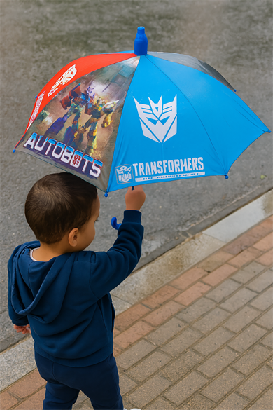 Mavi Renk Robot Figürlü Kılıflı Çocuk Şemsiye