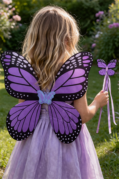 Mor Renk Kelebek Figürlü Kanat / Asa Set