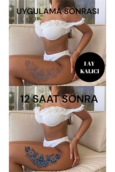 Çiçek Figürü Sonradan Kararan Yarı Kalıcı Geçici Dövme Tattoo