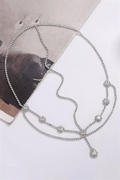 Gümüş Renk Taş Detaylı Alınlık/Kına Aksesuarı