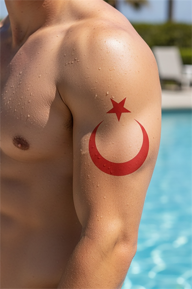 Temporary Red Turkish Flag - Ayyıldız Tattoo Tattoo