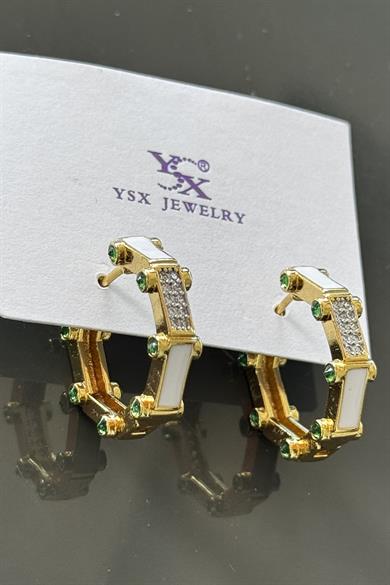 Altın Renk Taş Detaylı YSK Küpe (Çift)