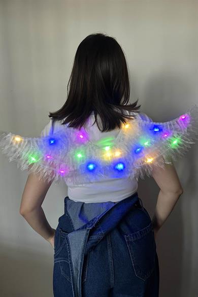 Beyaz Renk Işıklı Melek Kanadı