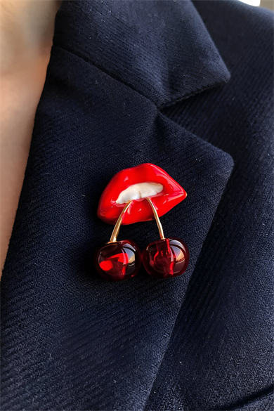 Dudak Ve Kiraz Figürlü Broş