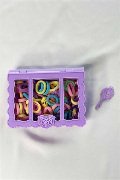 Mor Renk Kutulu Havlu Toka Set