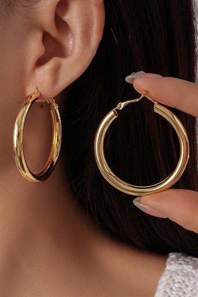 Altın Renk Halka Küpe (Çift)