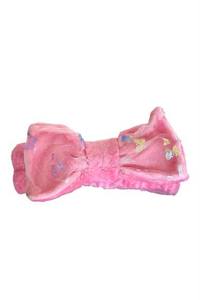 Pembe Renk Kelebek Detaylı Kurdele Figürlü Peluş Saç Bandı