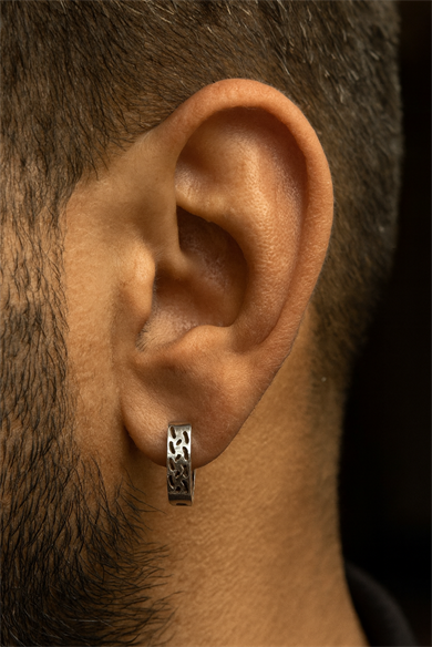 Gümüş Renk Erkek Çelik Küpe (Çift)