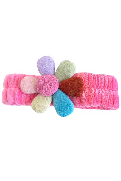 Fuşya Renk Çiçek Figürlü Peluş Saç Bandı