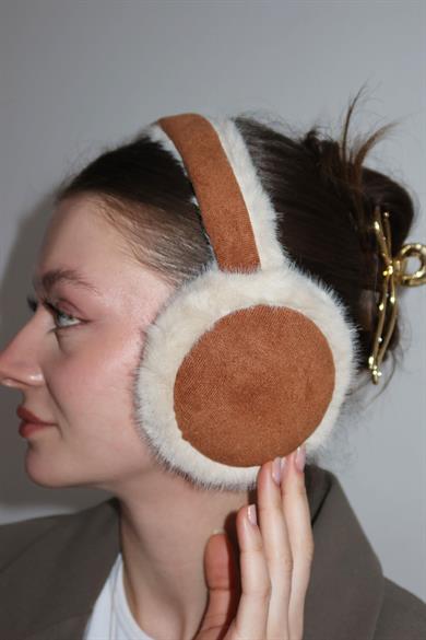 Krem Ve Kahve Renk Peluş Kulaklık