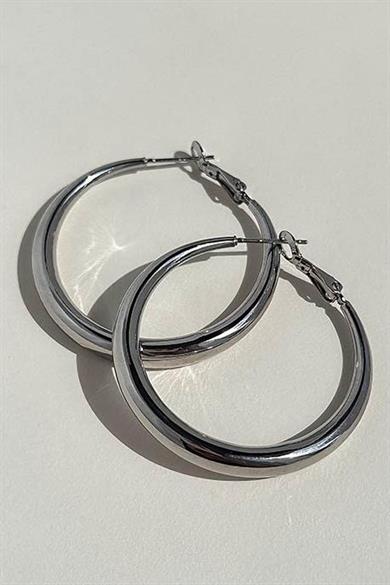 Gümüş Renk Halka Küpe (Çift)