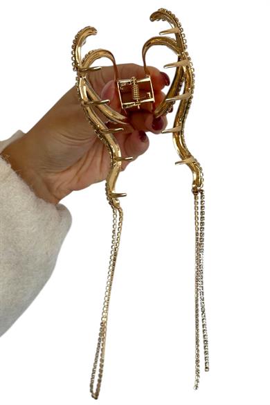 Altın Renk Taş Detaylı Metal Mandal Toka