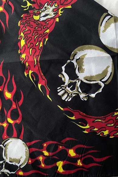 Siyah Renk Kurukafa Figürlü Bandana