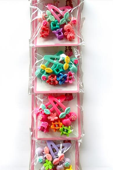 6lı Karışık Renk Karışık Figürlü Yan Toka Ve Mandal Toka Set 