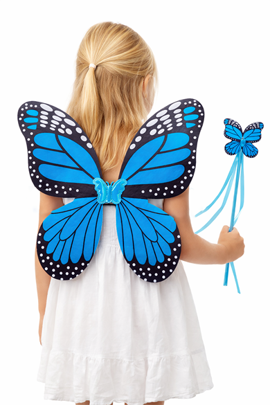 Mavi Renk Kelebek Figürlü Kanat / Asa Set