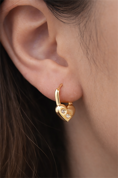 Altın Renk Kalp Figürlü Çelik TX  Küpe (Çift)