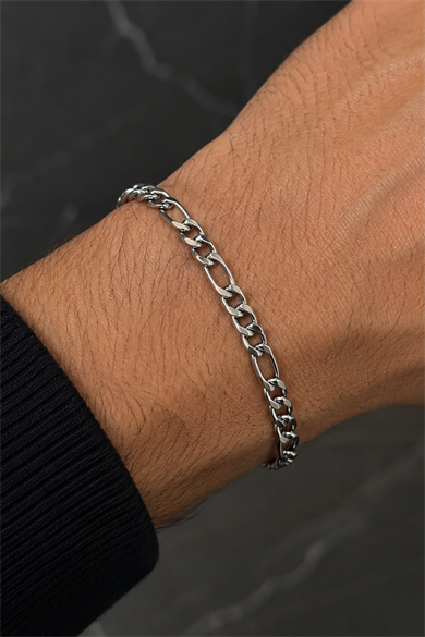 Gümüş Renk Zincir Çelik Bileklik (Unisex)