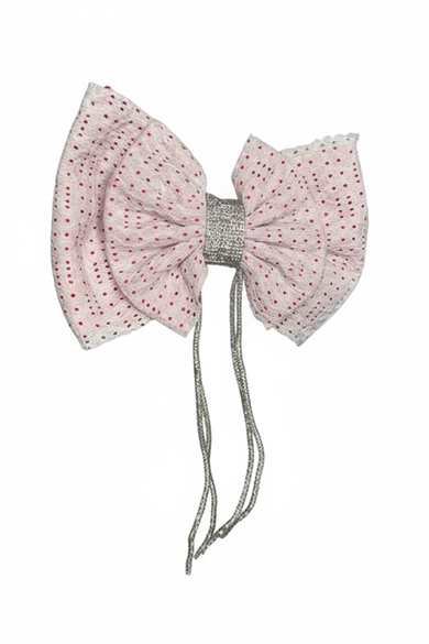 Beyaz Ve Pembe Renk Kurdele Figürlü Taş Detaylı Otomat Toka