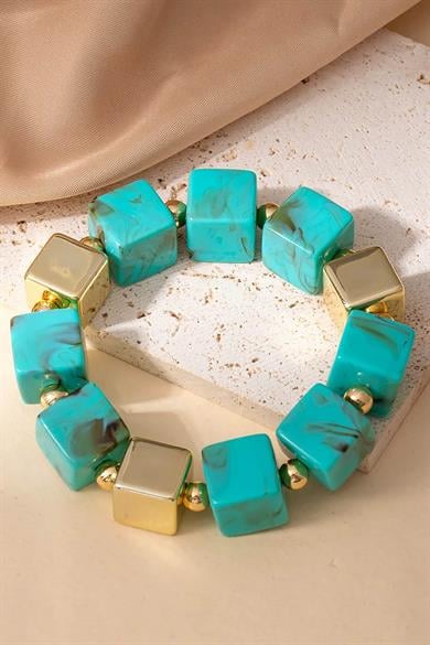 Mavi Ve Altın Renk Boncuk Detaylı Bileklik