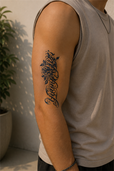Yazı Çiçek Sonradan Kararan Yarı Kalıcı Geçici Dövme Tattoo