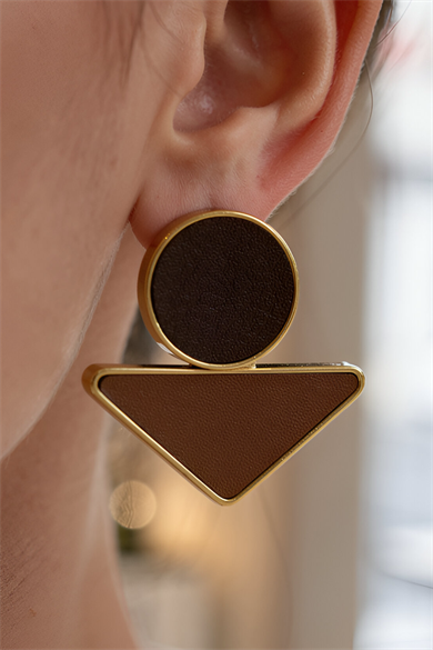 Kahverengi Ve Siyah Renk Sallantılı Küpe (Çift)