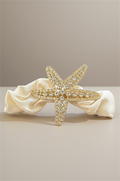 Altın Renk Yıldız Figürlü Taş Detaylı Lastik Toka