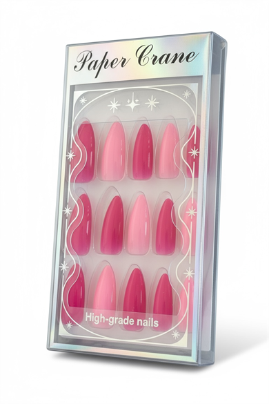 24lü Pembe Ve Fuşya Renk Takma Tırnak Set (Yapıştırıcılı)