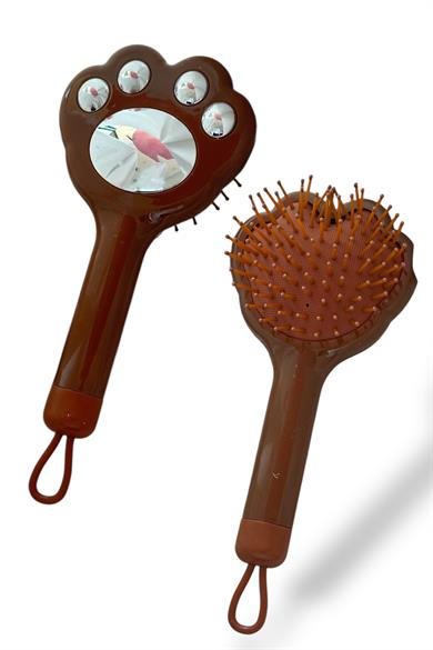 Acı Kahve Renk Pati Figürlü Saç Tarama Fırçası/ Tarak