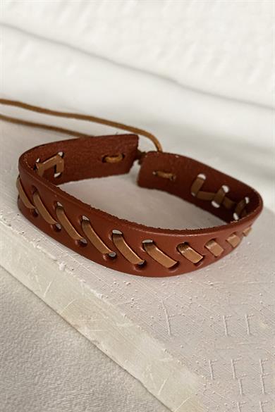 Açık Kahverengi Erkek Deri Bileklik
