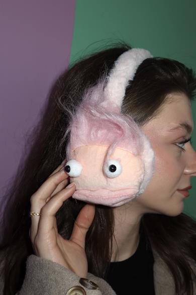Pembe Renk Canavar Figürlü Peluş Kulaklık