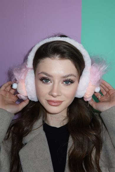 Pembe Renk Canavar Figürlü Peluş Kulaklık