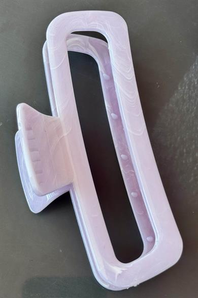 Açık Pembe Renk Mermer Desenli Kemik Mandal Toka